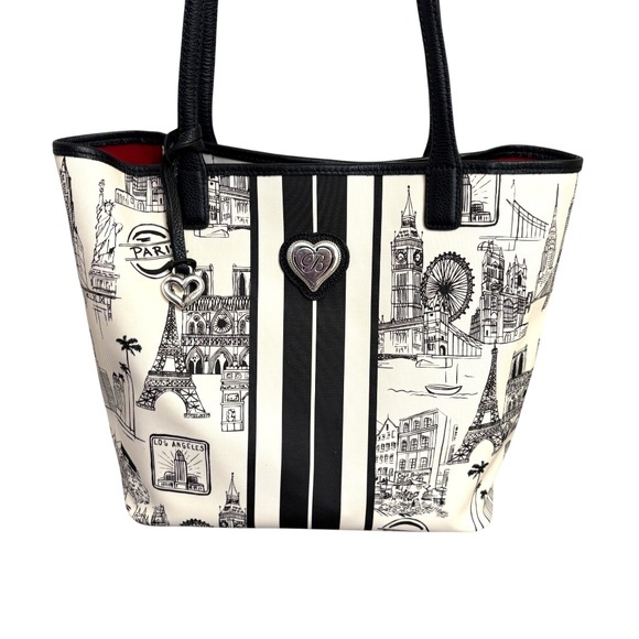 Brighton white and black travel tote bag Paris London Los Angeles rare